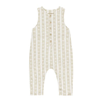 Rylee and Cru Ivory Palm Stripe Button Jumpsuit