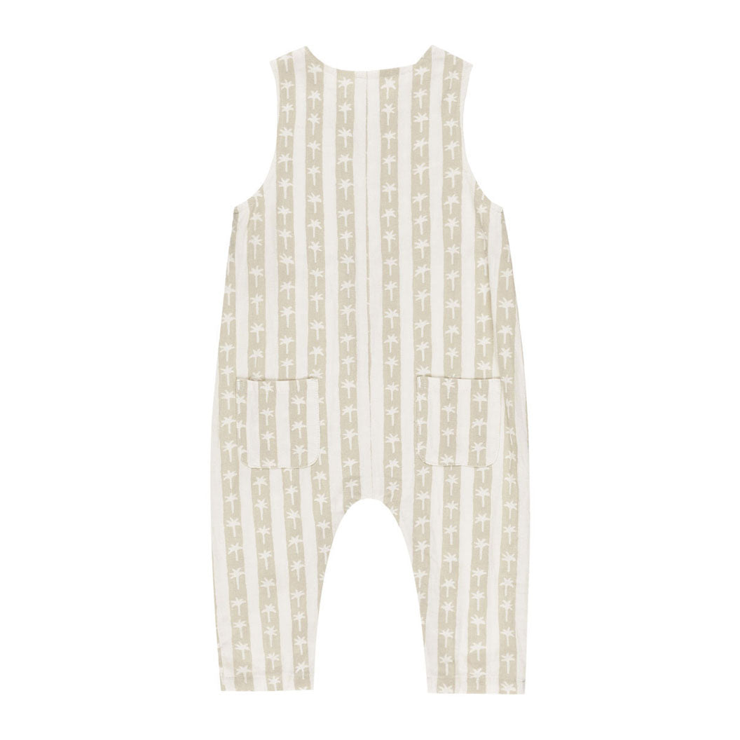 Rylee and Cru Ivory Palm Stripe Button Jumpsuit