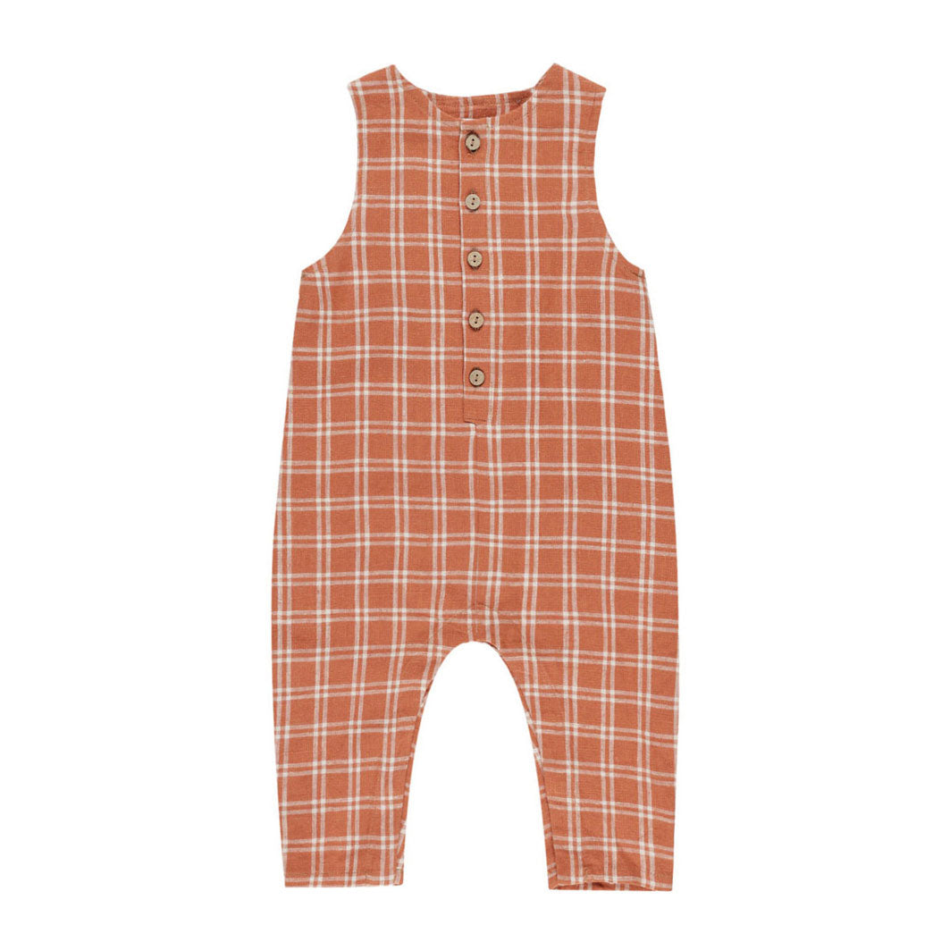 Rylee and Cru Poppy Check Button Jumpsuit