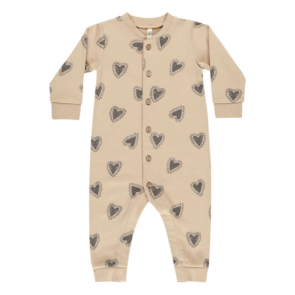 Rylee and Cru Hearts Button Down Jumpsuit