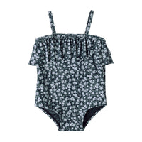 Rylee and Cru Navy Floral Ruffle One-Piece
