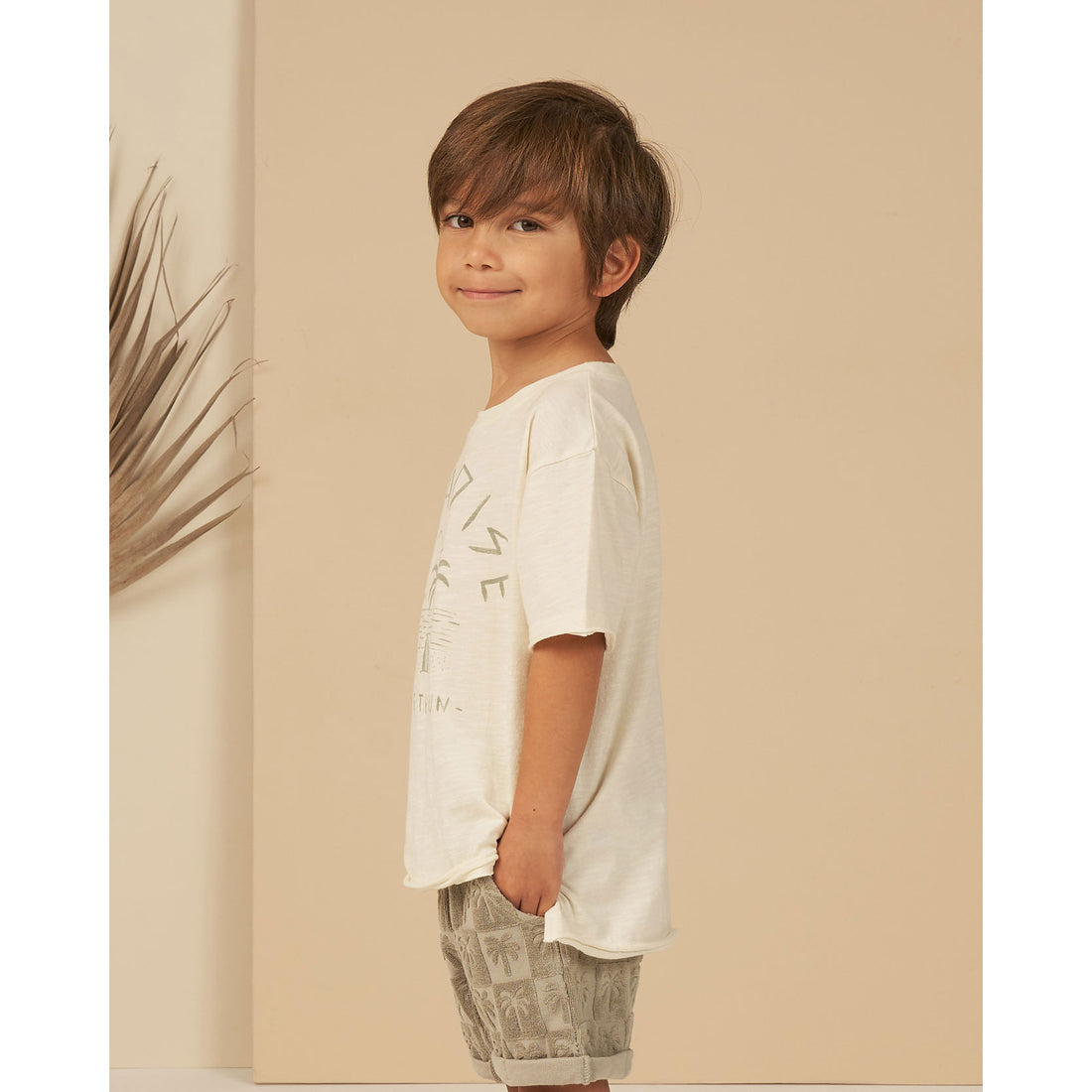 Rylee and Cru Ivory Raw Edge Tee - Paradise