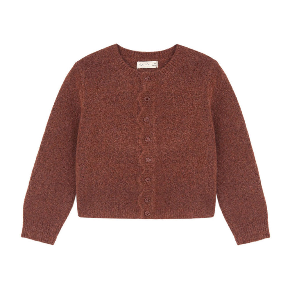 Rylee and Cru Brick Scallop Cardigan