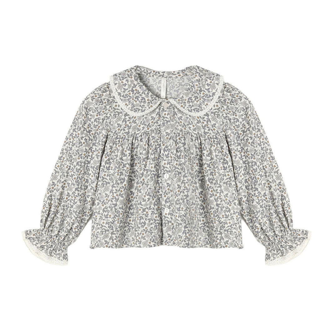 Rylee and Cru Ivory Slate Floral Kat Blouse