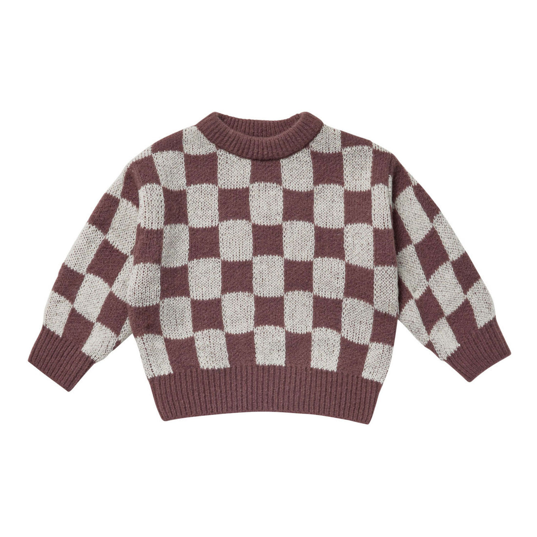 Rylee and Cru Plum Checker Knit Pullover