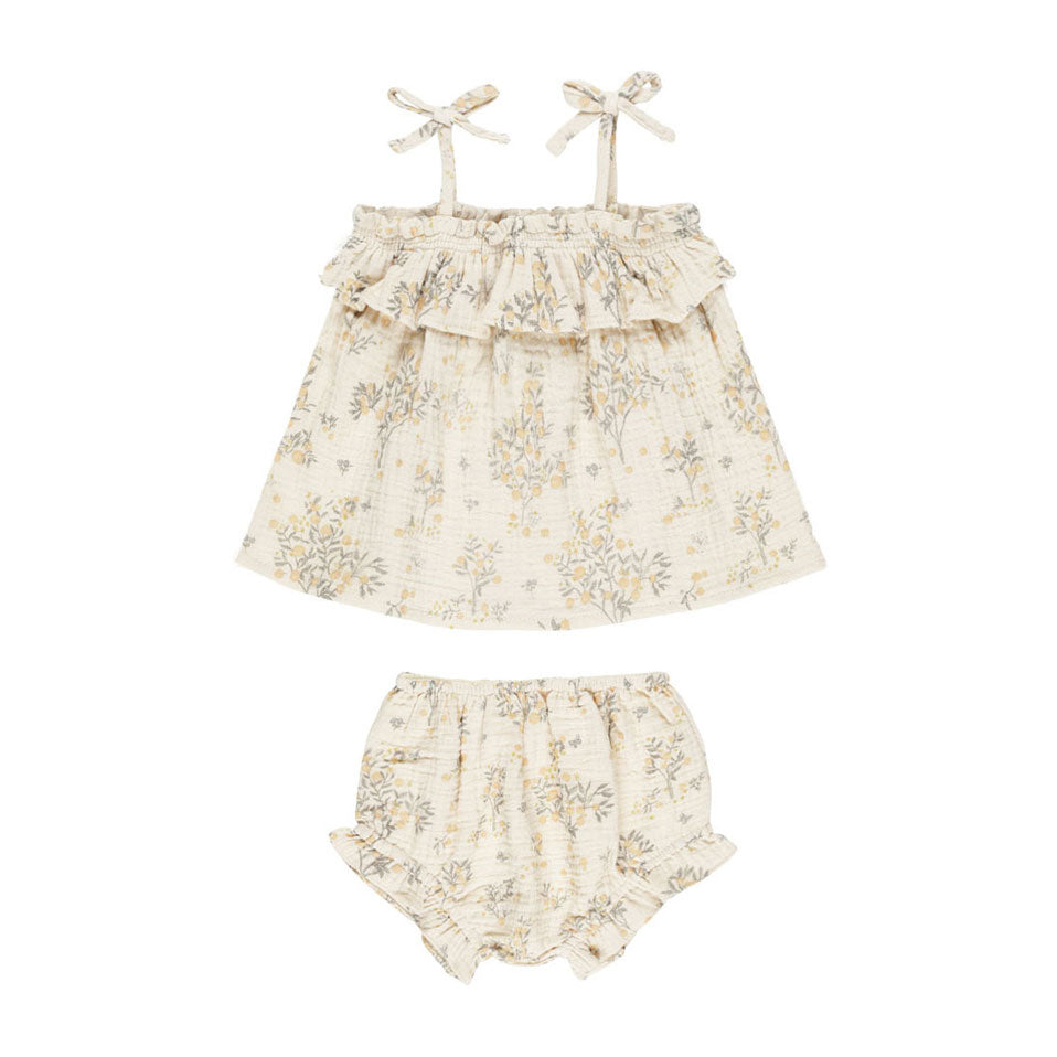Rylee and Cru Natural Citrus Grove Ruffle Tuble Top Set