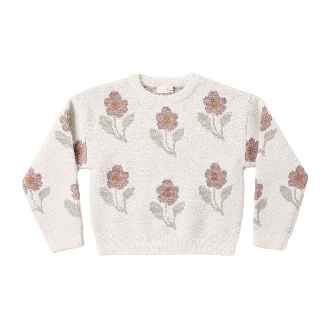 Rylee and Cru Ivory Flower Aspen Sweater