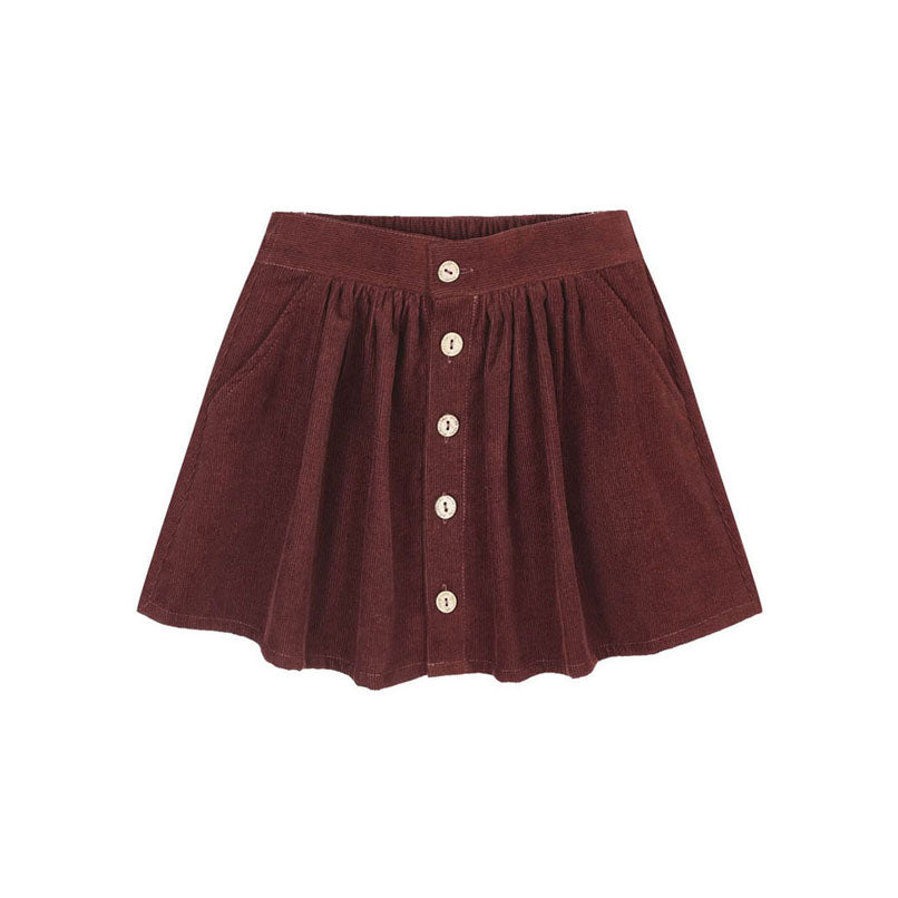 Rylee and Cru Burgundy Button Front Mini Skirt