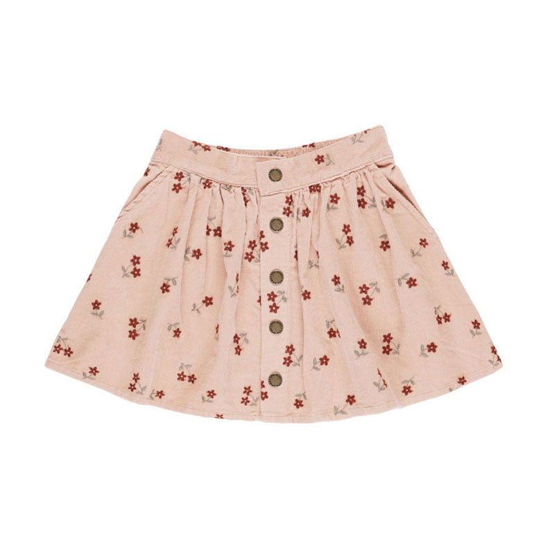 Rylee and Cru Blossom Embroidery Button Front Mini Skirt