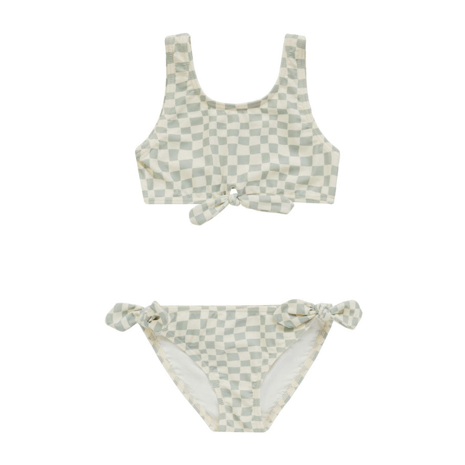 Rylee and Cru Seafoam Check Knotted Bikini