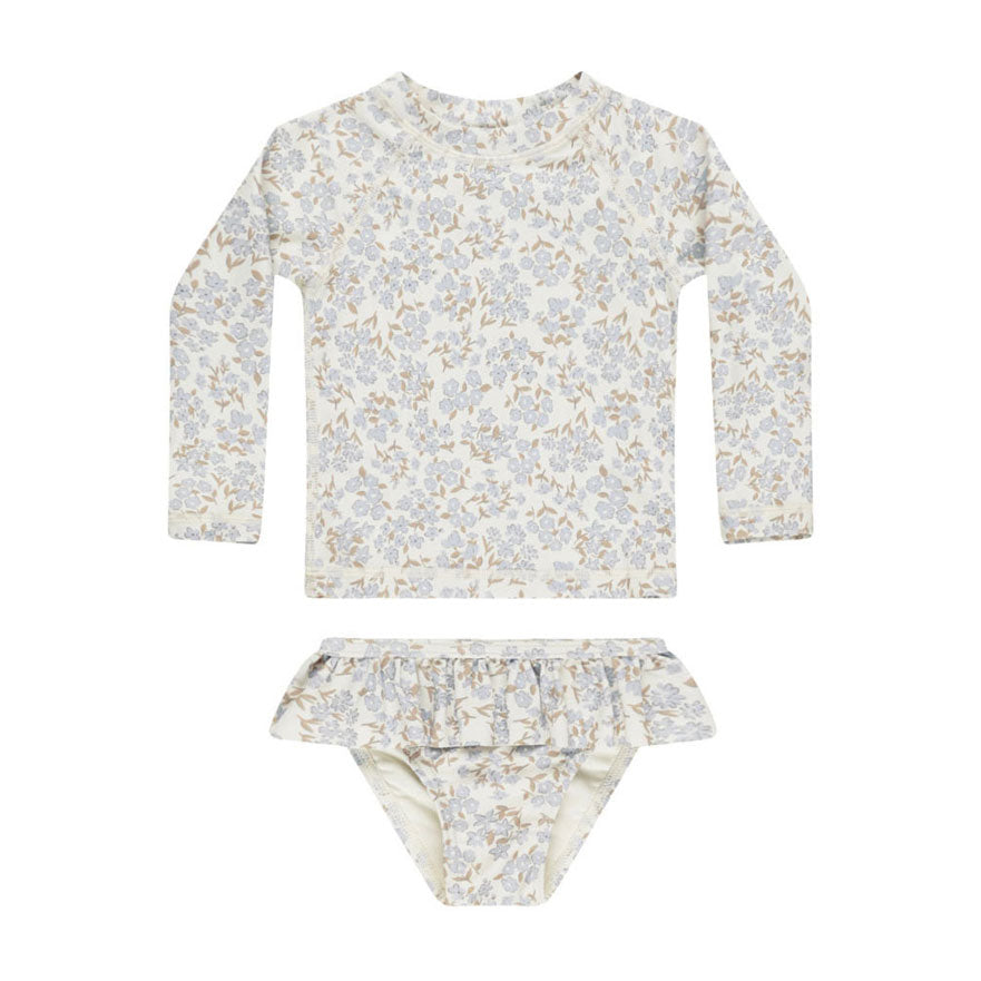 Rylee and Cru Blue Ditsy Rashguard Girls Set