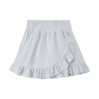 Rylee and Cru Heathered Light Blue Wrap Ruffle Skirt