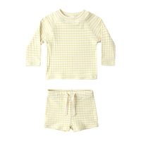 Rylee and Cru  Citron Stripe Boys Rashguard Set