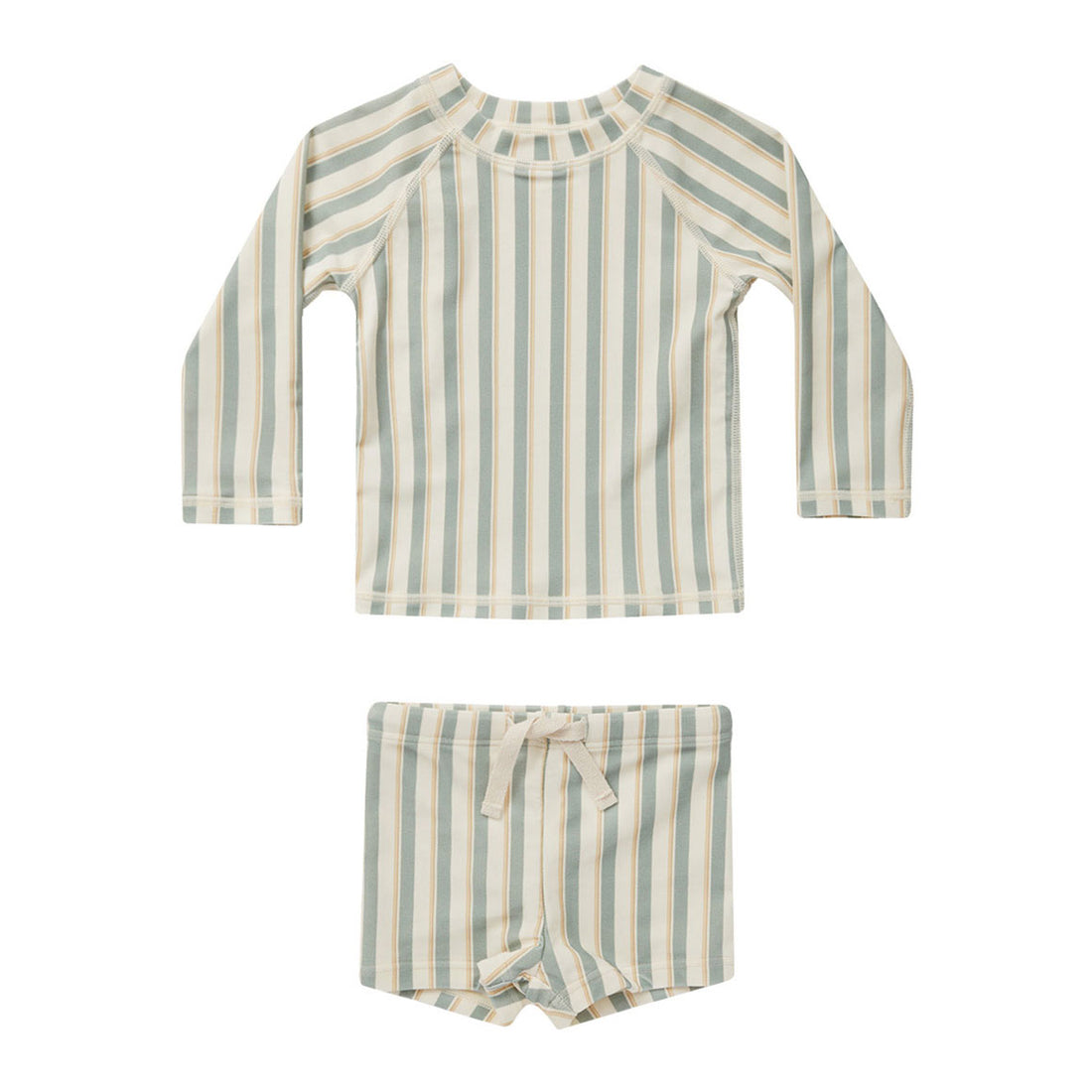 Rylee and Cru Aqua Stripe Rash Guard Boy Swim Set