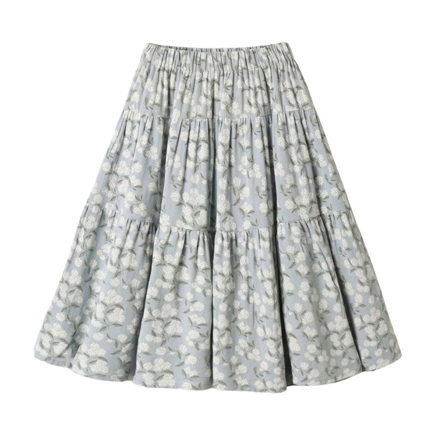 Rylee and Cru Light Blue Tiered Midi Skirt