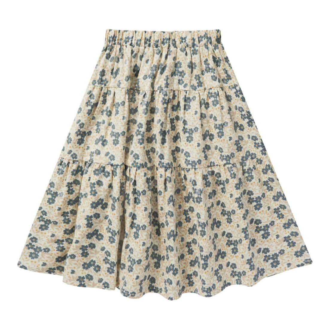Rylee and Cru Blue Ditsy Tiered Midi Skirt