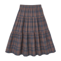 Rylee and Cru Midnight Plaid Tiered Midi Skirt