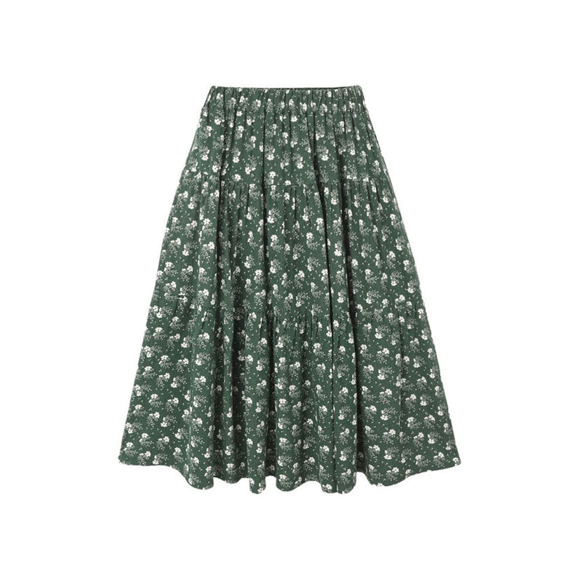 Rylee and Cru Green Ditsy Tiered Midi Skirt