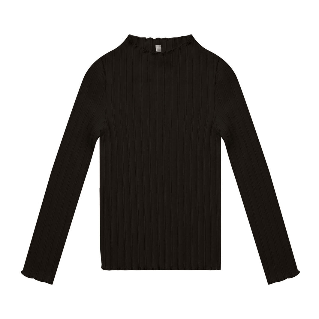 Rylee and Cru Black Ribbed Long Sleeve Tee