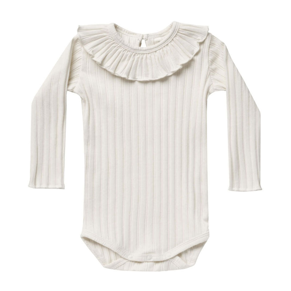 Rylee and Cru Ivory Ruffle Collar Onesie