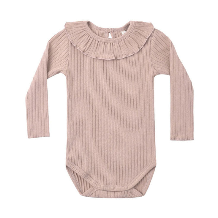 Rylee and Cru Rosewood Ruffle Collar Bodysuit
