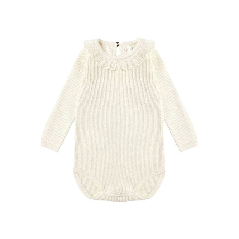 Rylee and Cru Natural Ruffle Collar Bodysuit