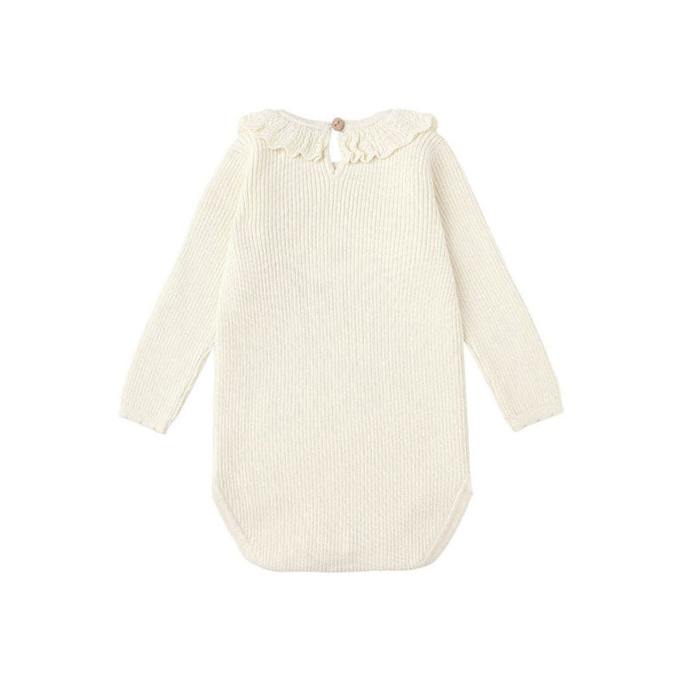 Rylee and Cru Natural Ruffle Collar Bodysuit