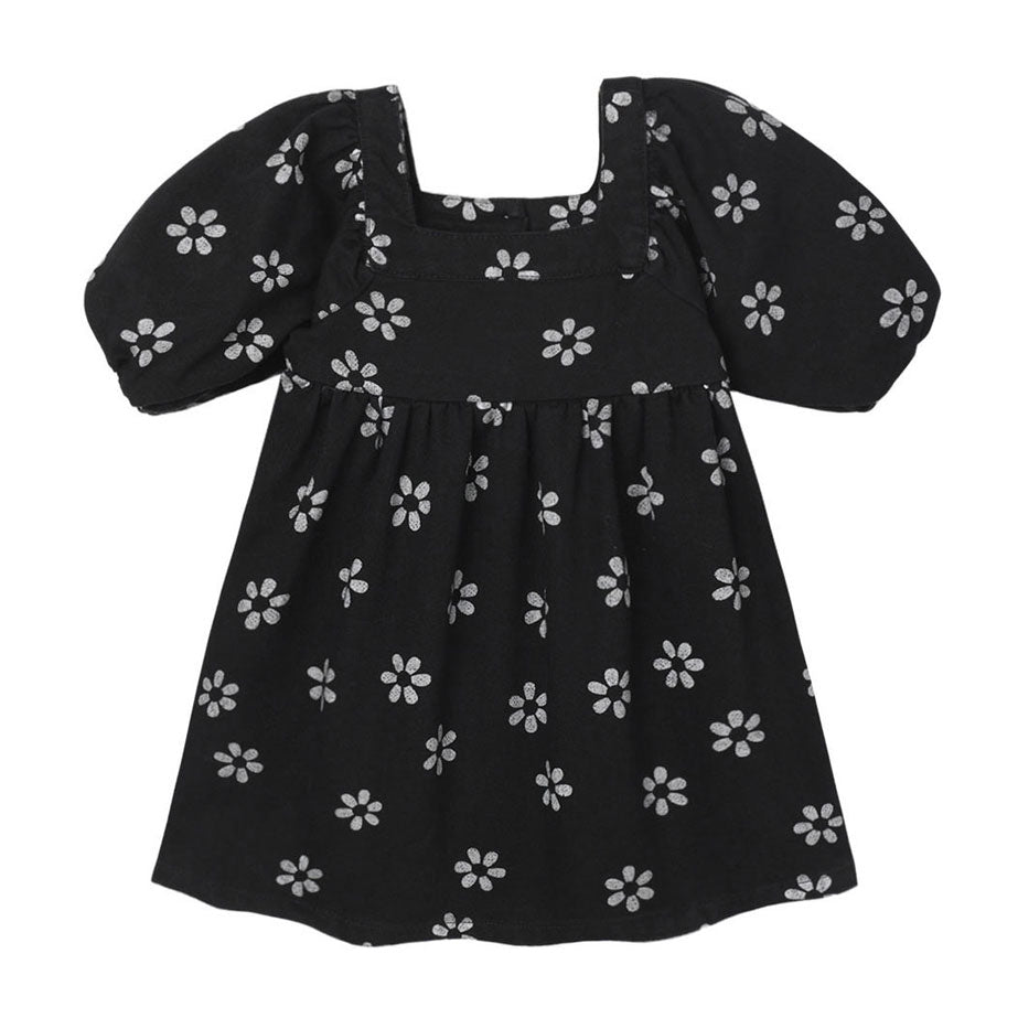Rylee and Cru Black Daisy Gretta Babydoll Dress