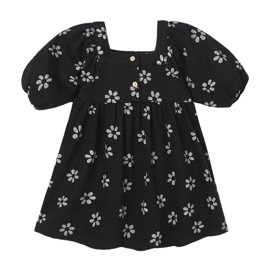 Rylee and Cru Black Daisy Gretta Babydoll Dress