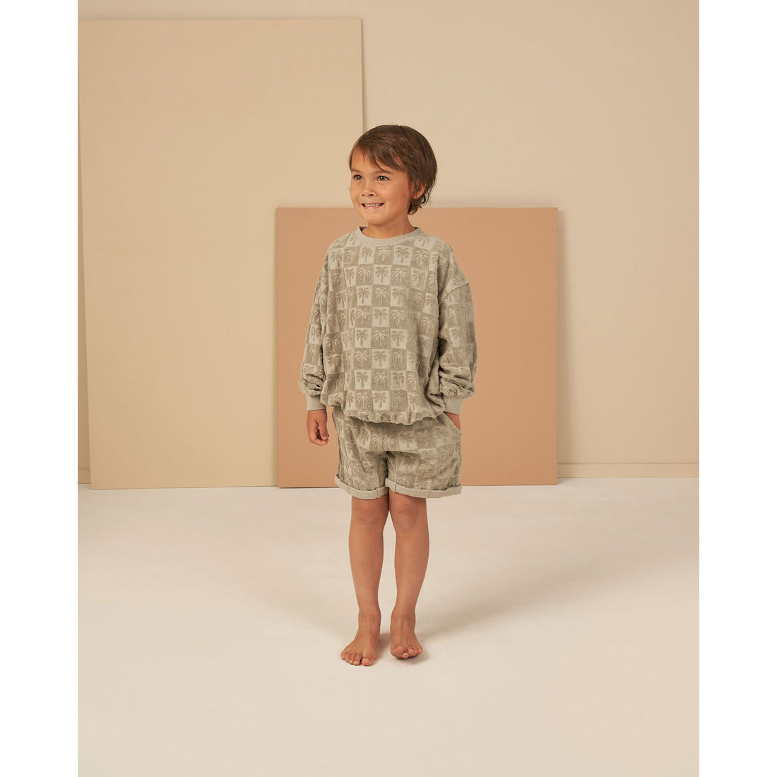 Rylee and Cru Sage Relaxed Short - Palm Check
