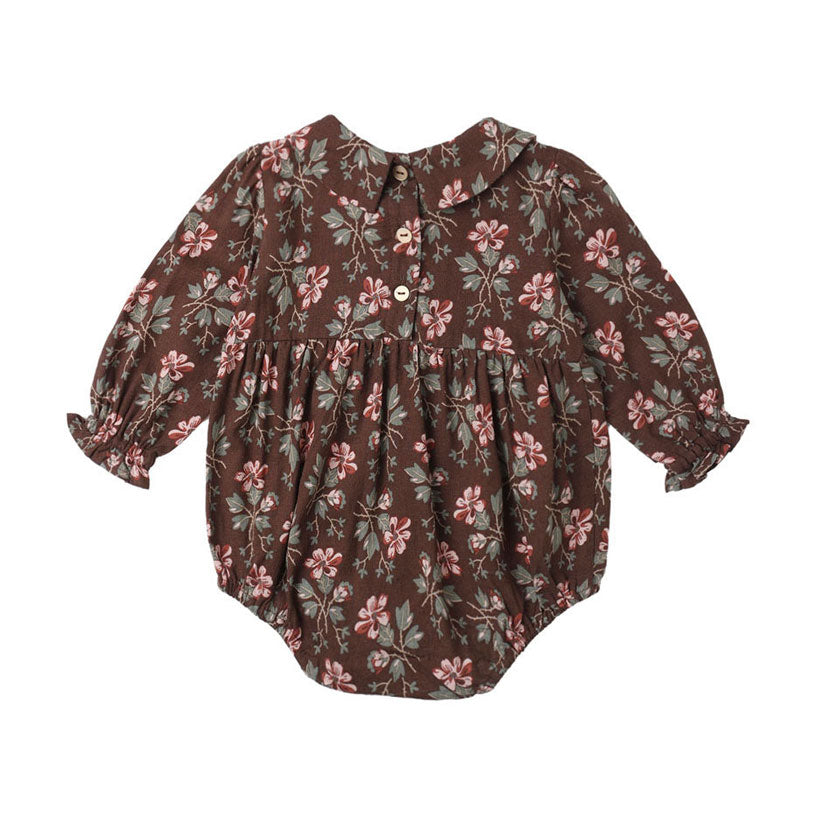 Rylee and Cru Brown Winter Floral Cora Romper