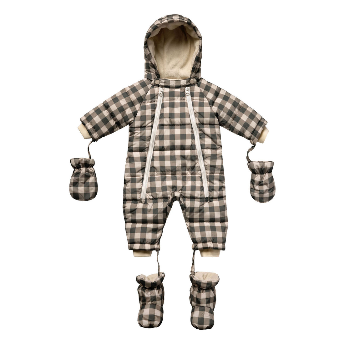 Rylee and Cru Charcoal Check Snow Puffer Suit