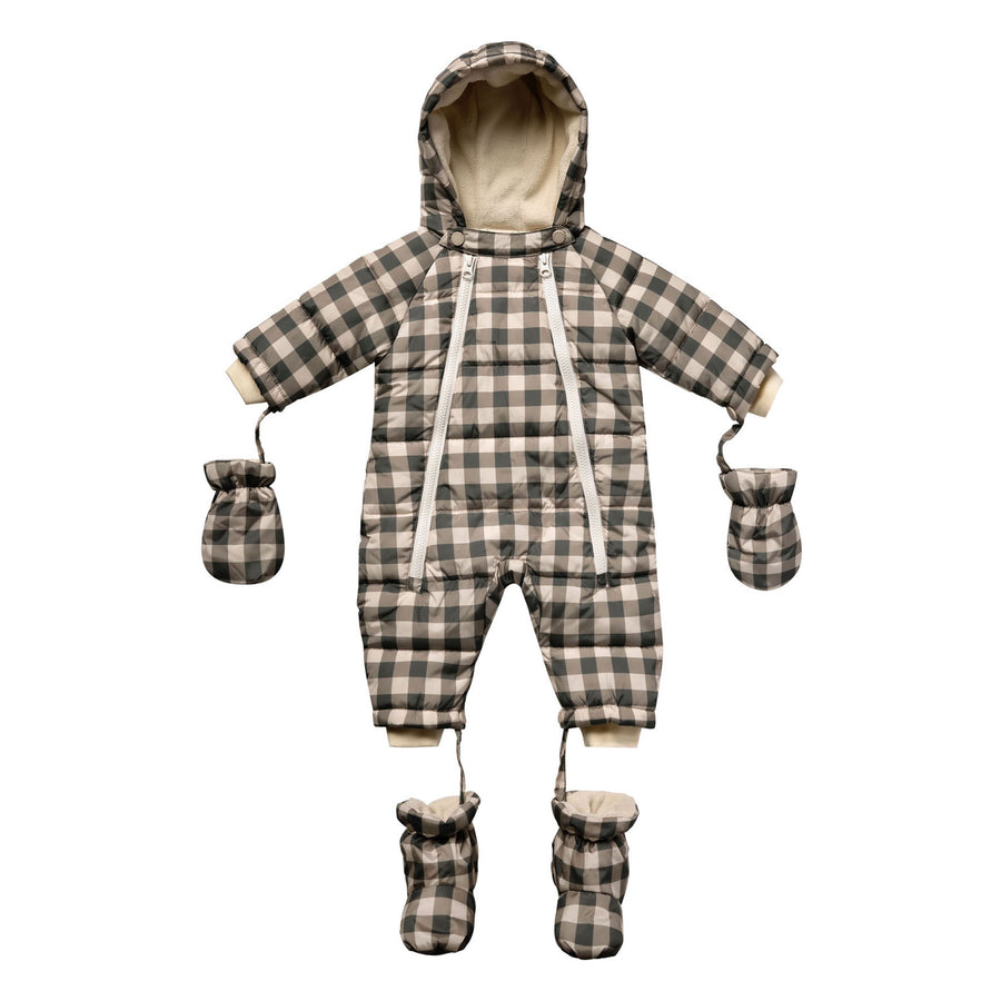 Rylee and Cru Charcoal Check Snow Puffer Suit