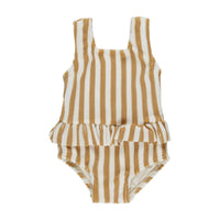 Rylee and Cru Marigold Stripe Skirted One-Piece