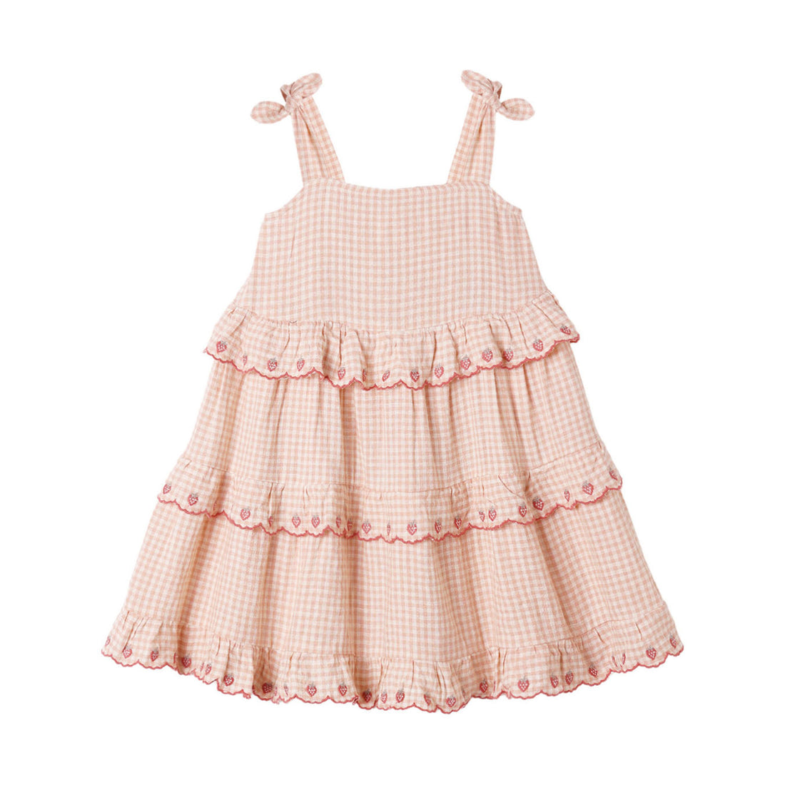 Rylee and Cru Petal Gingham Ruffled Swing Dress