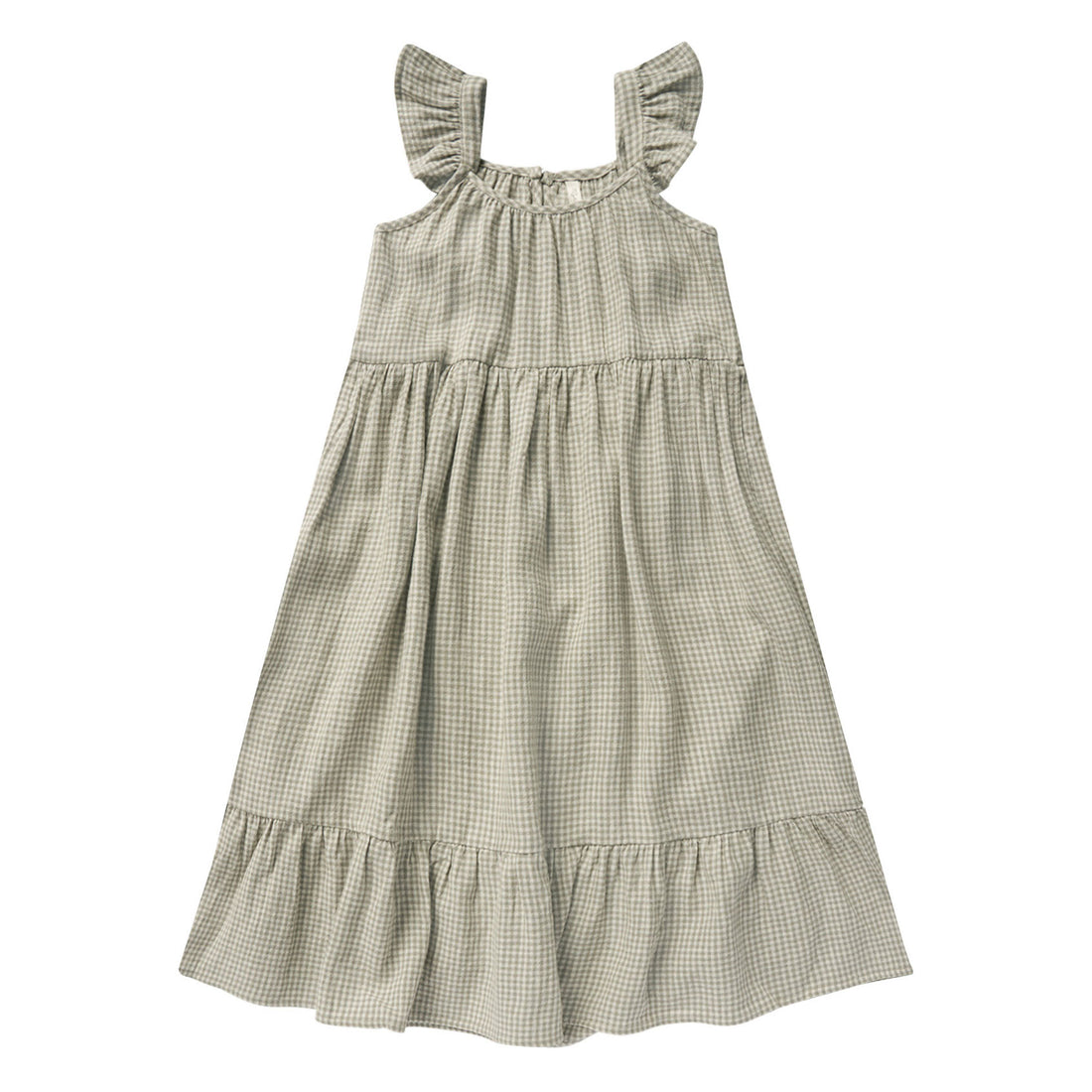 Rylee and Cru Sage-Gingham Abbie Tiered Dress
