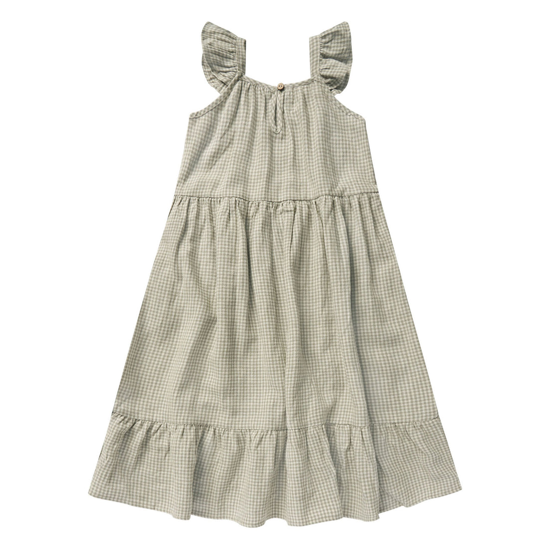 Rylee and Cru Sage-Gingham Abbie Tiered Dress - Sage Gingham