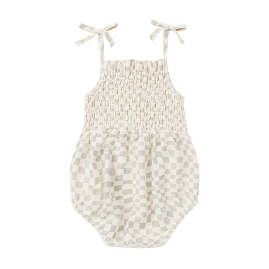 Rylee and Cru Dove Check Kaia Romper