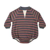 Rylee and Cru Midnight Mulberry Stripe Crew Neck Romper
