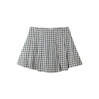 Rylee and Cru Navy Check Pleated Mini Skirt