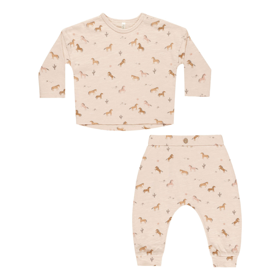 Rylee and Cru Horses Long Sleeve T + Pant Baby Set