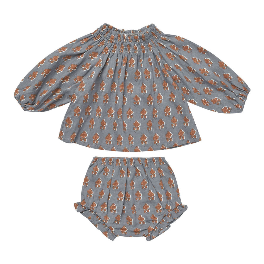 Rylee and Cru Blue Floral Quincy Blouse Set