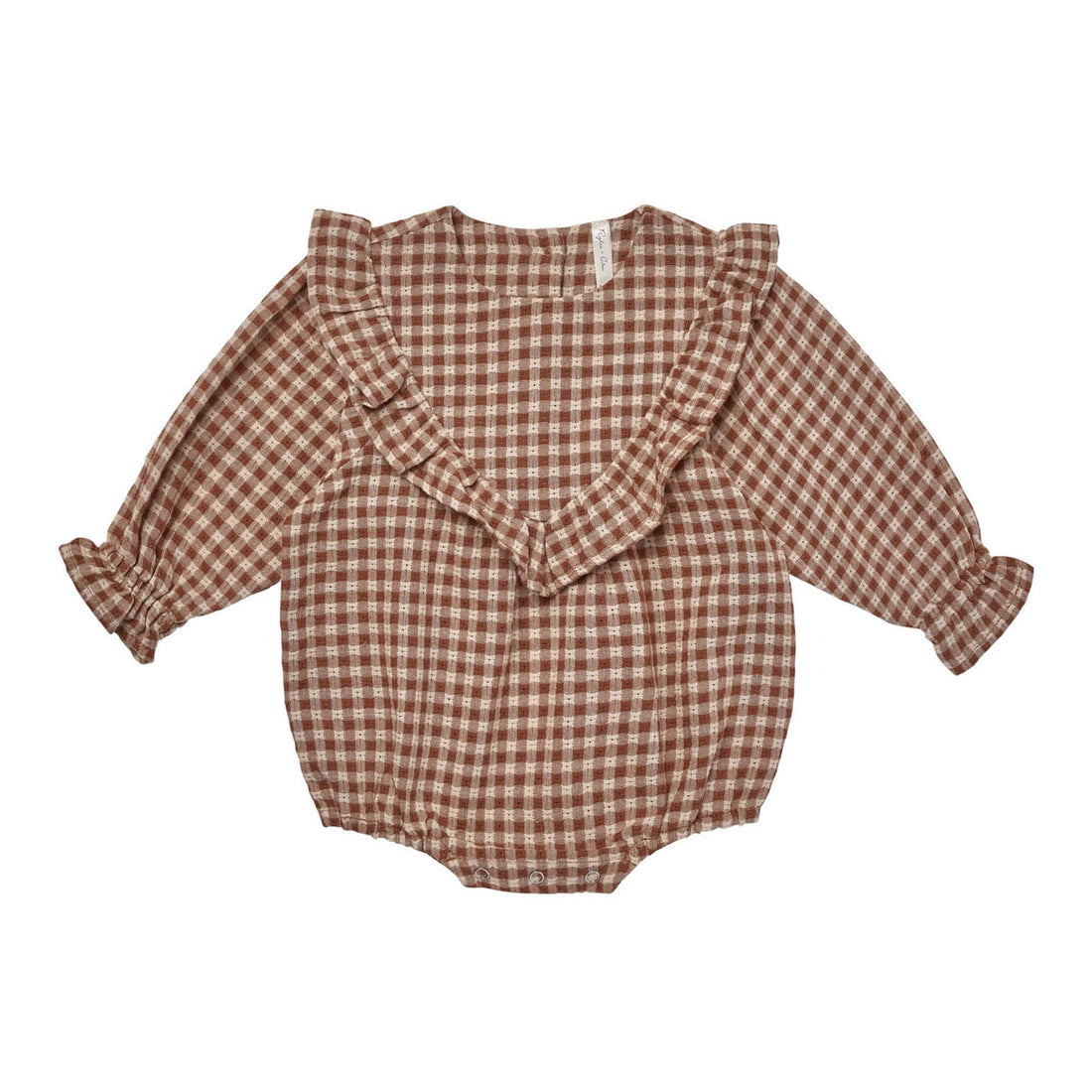 Rylee and Cru Brown Gingham Winnie Romper