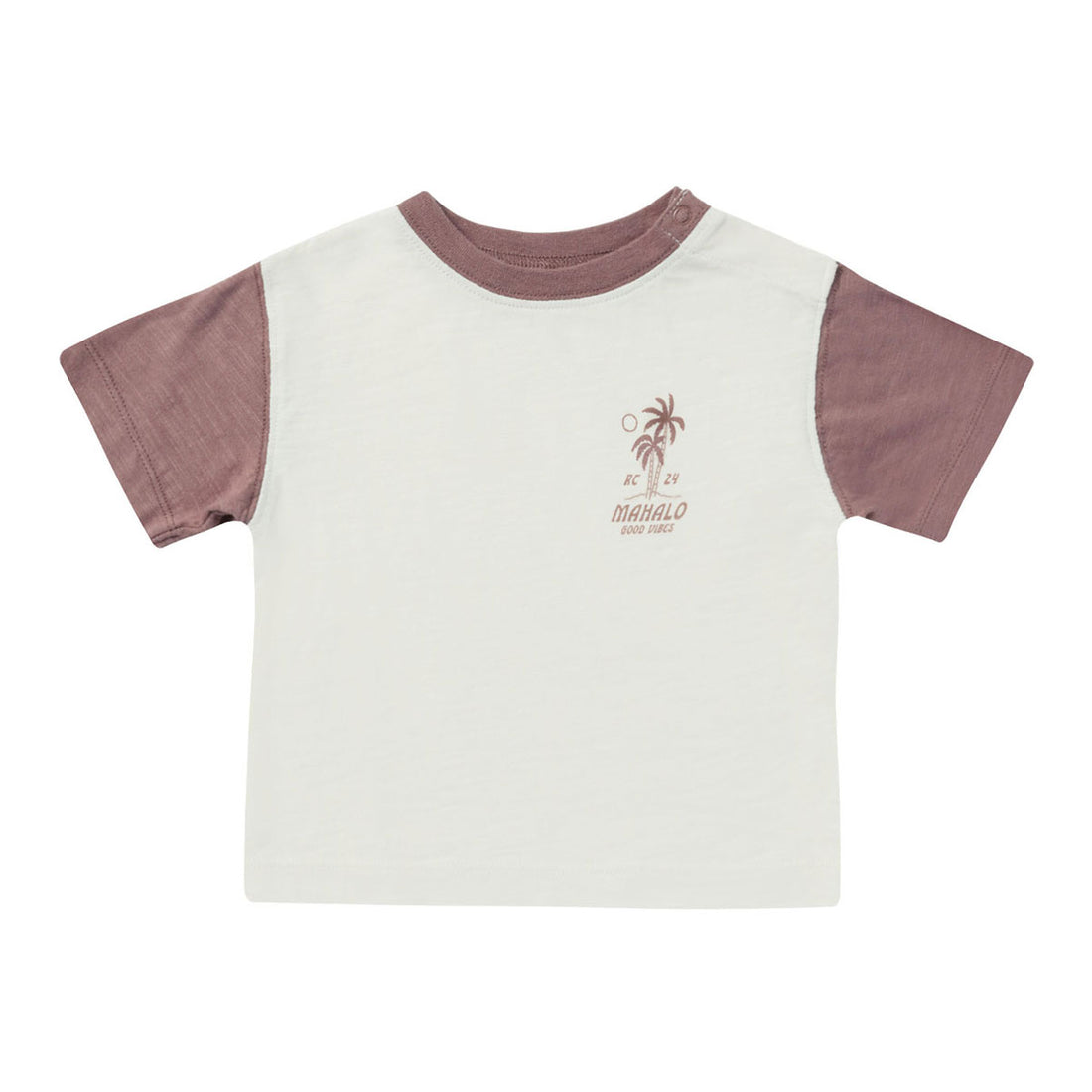 Rylee and Cru Ivory-Mulberry Contrast Short Sleeve Tee - Mahalo