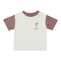 Rylee and Cru Ivory-Mulberry Contrast Short Sleeve Tee - Mahalo