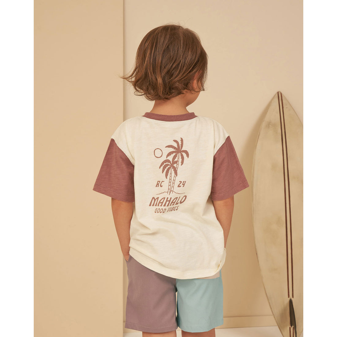 Rylee and Cru Ivory-Mulberry Contrast Short Sleeve Tee - Mahalo