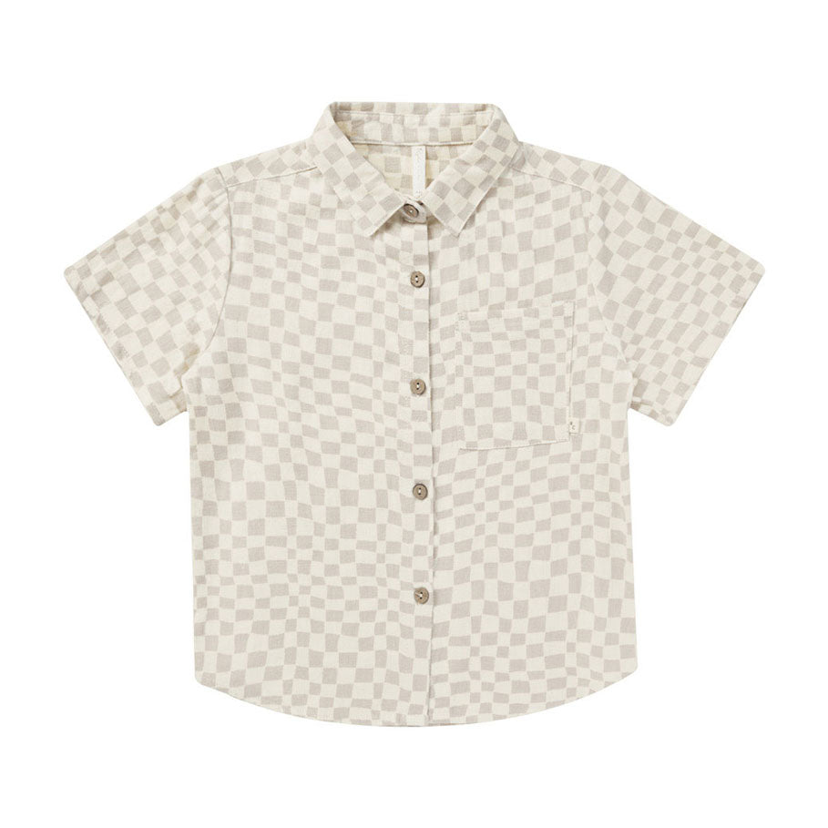Rylee and Cru Dove Check Collared Short Sleeve Shirt