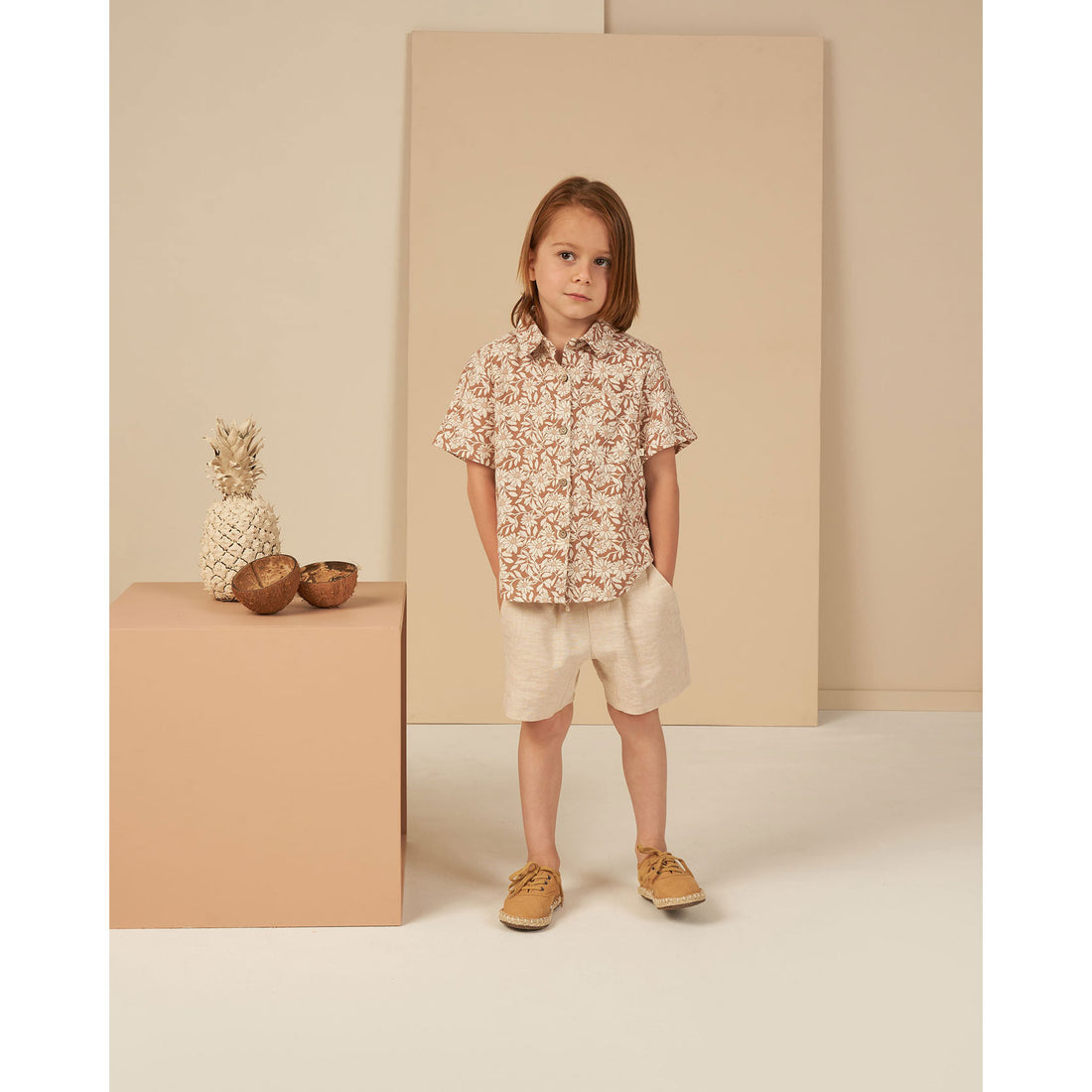Rylee and Cru Plumeria Collared Short Sleeve Shirt - Plumeria