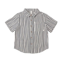 Rylee and Cru Wavy Stripe Collared Short Sleeve Shirt