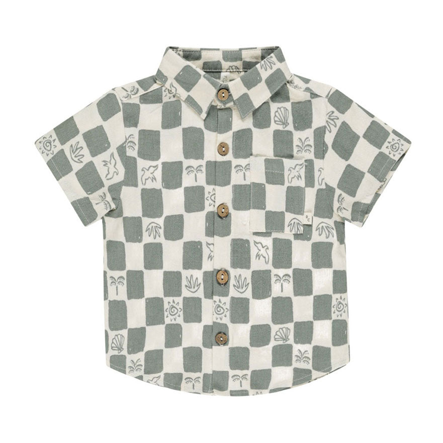 Rylee and Cru Natural Coastal Check Collared Shirt